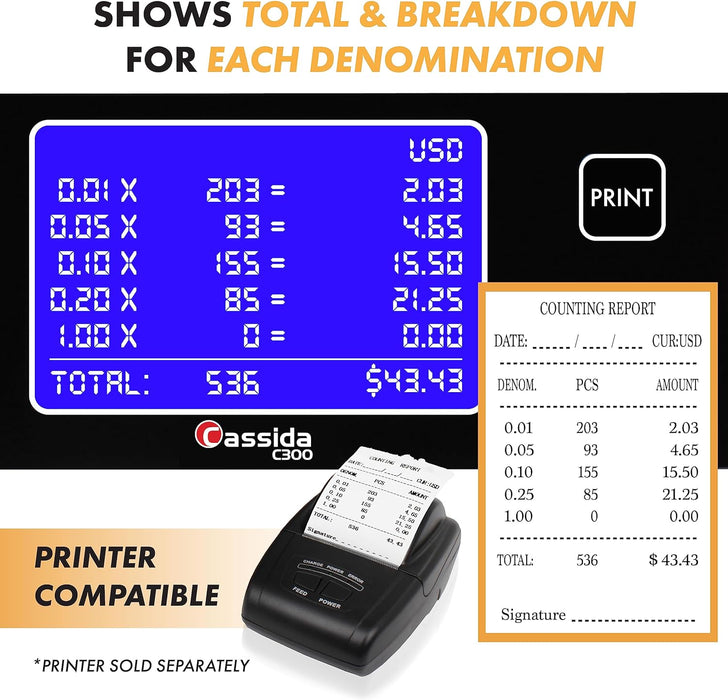 Cassida C300- Professional USD Coin Sorter and Wrapper
