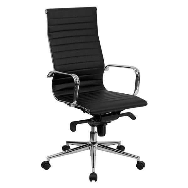 Flash Furniture - High Back Black Ribbed Upholstered Leather Executive Office Chair