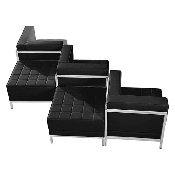 Flash Furniture 5 Piece Hercules Imagination Series Leather Chair & Ottoman Set, Black