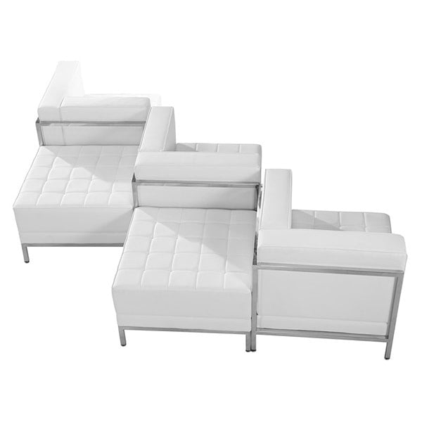 Flash Furniture 5 Piece Hercules Imagination Series Leather Chair & Ottoman Set, White