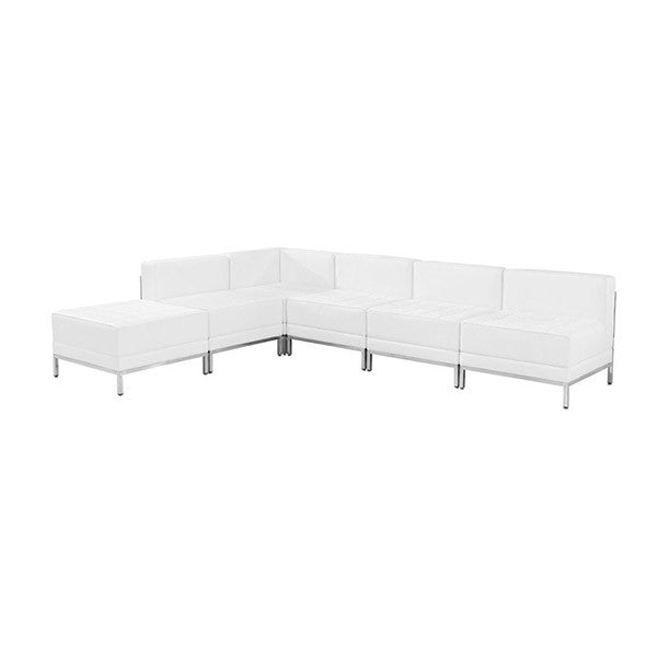 Flash Furniture Hercules Imagination Series, White Leather Sectional Configuration 6 Piece