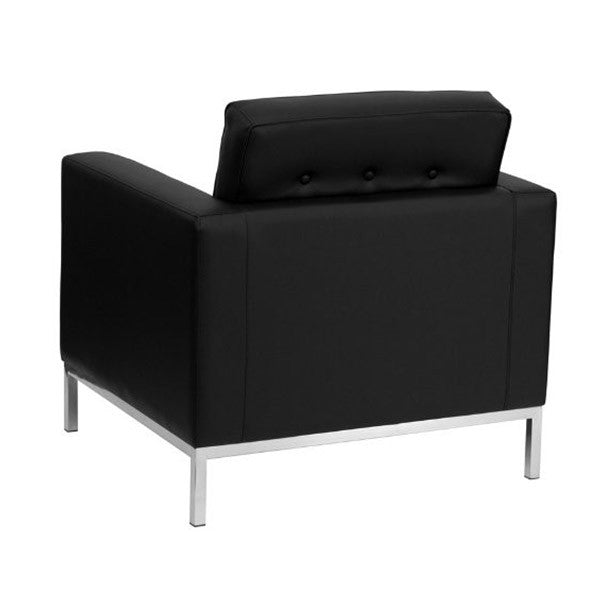 Flash Furniture Hercules Lacey Series Contemporary Black Leather Chair with Stainless Steel Frame