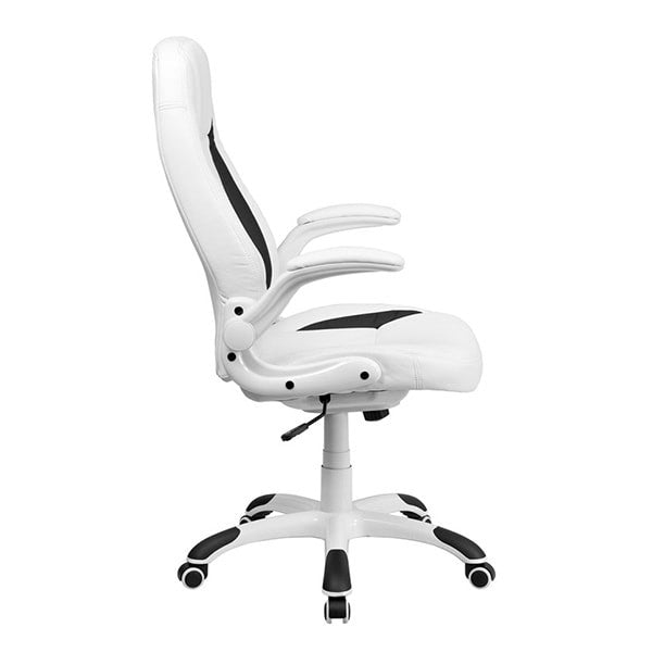 Flash Furniture White Leather Executive Office Chair with Flip Up Arms