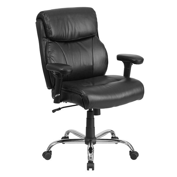 HERCULES Series Big & Tall Black Leather Task Chair with Height Adjustable Arms