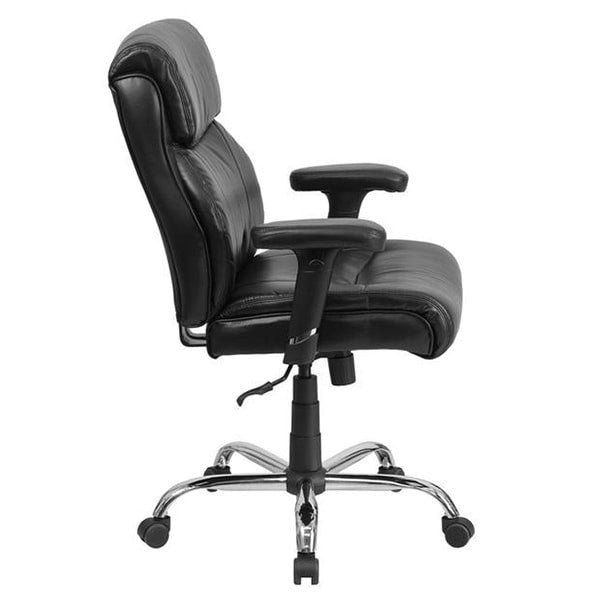 HERCULES Series Big & Tall Black Leather Task Chair with Height Adjustable Arms