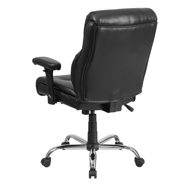 HERCULES Series Big & Tall Black Leather Task Chair with Height Adjustable Arms