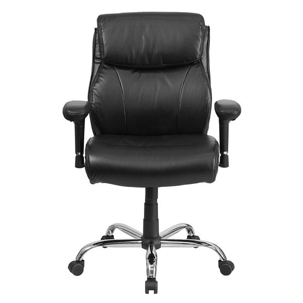 HERCULES Series Big & Tall Black Leather Task Chair with Height Adjustable Arms