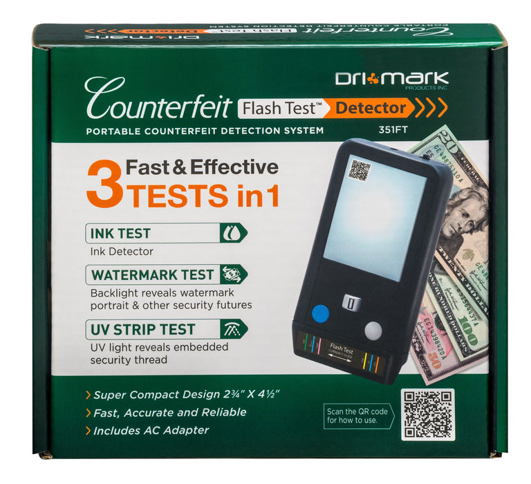 Dri Mark Flash Test Counterfeit Bill Detector, 3 Easy Tests in One Device